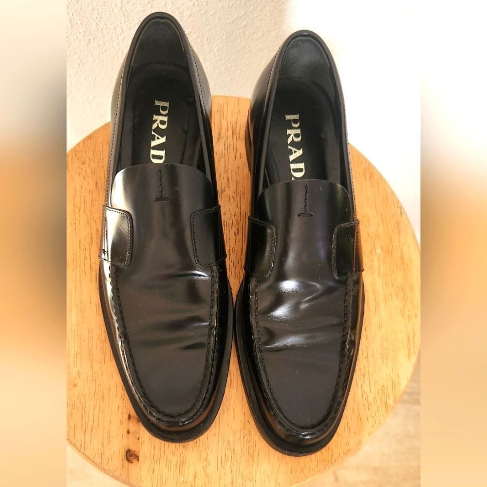 Vintage Prada Women's Loafers in Black Size 36.5